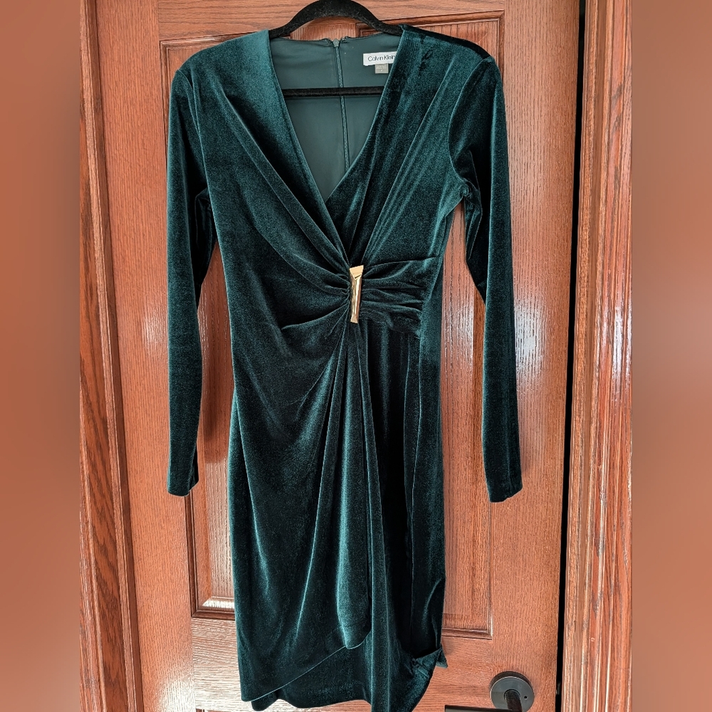 Calvin Klein Velvet Long Sleeve Dress